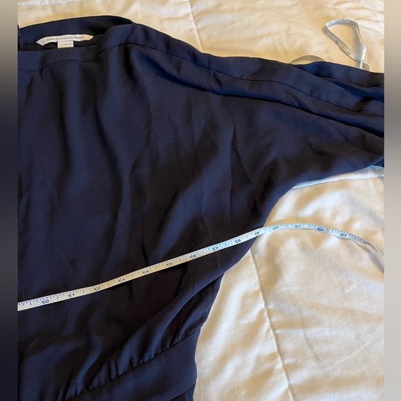 Diane von Furstenberg 'Lucy' Blouson
Jumpsuit Navy Blue Size 4, Wide Leg Flowy - Picture 14 of 17